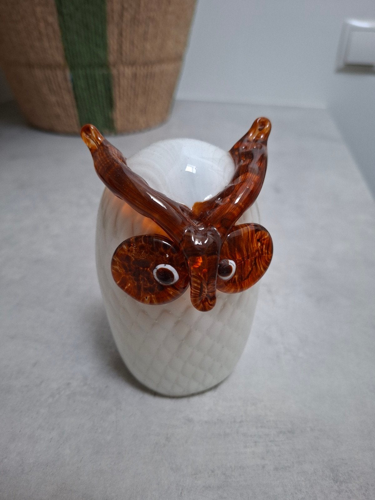 Hutschenreuther Uil Glas Wit en Amberkleurig, Antiek en Kunst, Ophalen of Verzenden