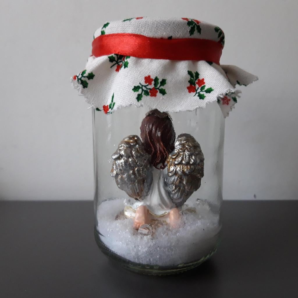 Engeltje in glazen pot kerstdecoratie handgemaakt, Diversen, Ophalen of Verzenden, Gebruikt