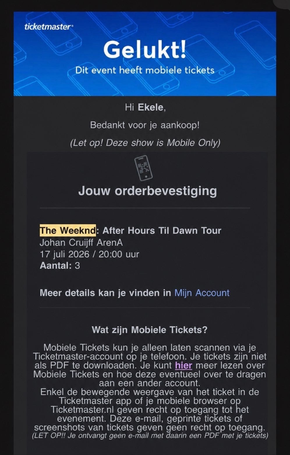 The weeknd after hours til dawn tour off 17-06-2026, Drie personen of meer, Juli