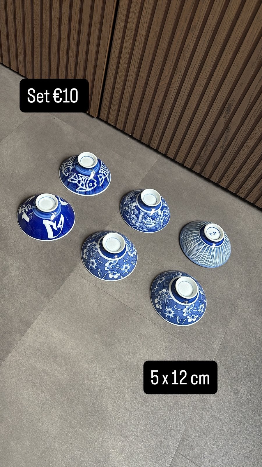 Set 6 Japanse stijl kommetjes – blauw/wit – 5 x 12 cm, Ophalen of Verzenden, ., ., .