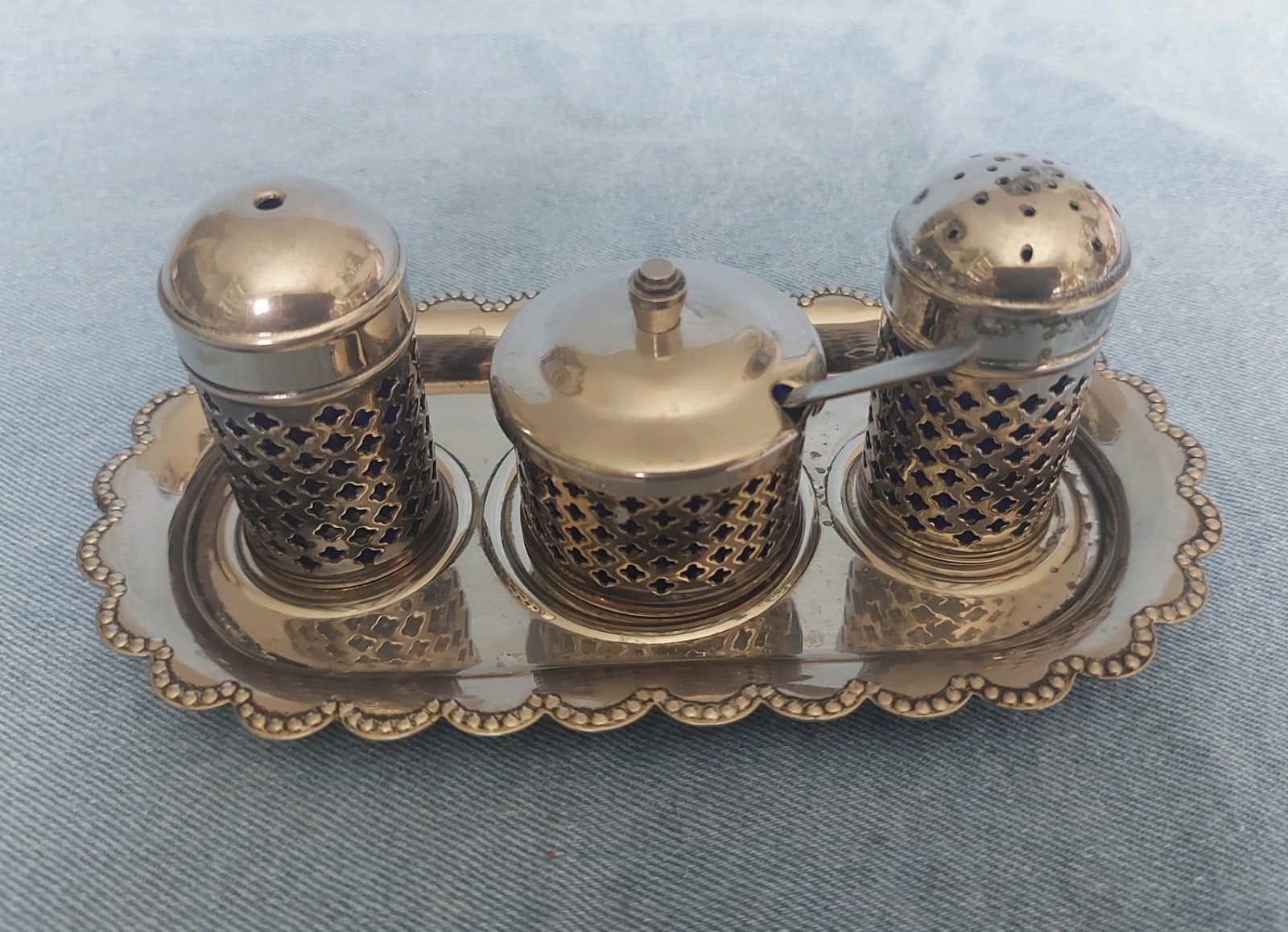 Vintage Peper/Zout/Mosterd Setje (Menage) Engeland, Antiek en Kunst, Ophalen of Verzenden