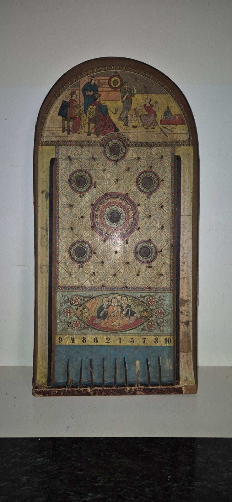 Antiek houten flipperkast met oosterse afbeeldingen, Antiek en Kunst, Ophalen