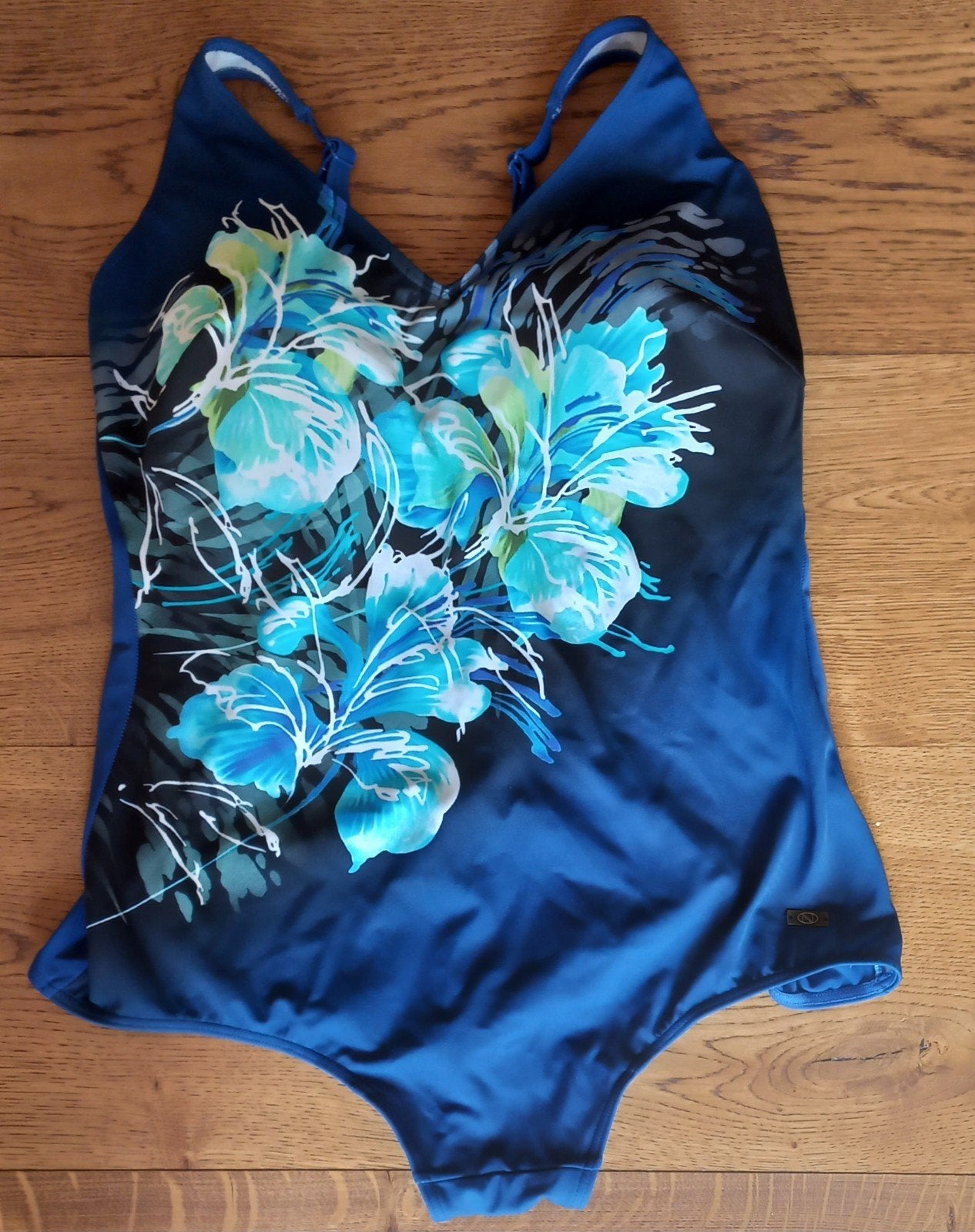 Naturana Badpak Blauw met Bloemenprint - Maat 48 D Cup, Naturana, Blauw, Badpak, Ophalen of Verzenden