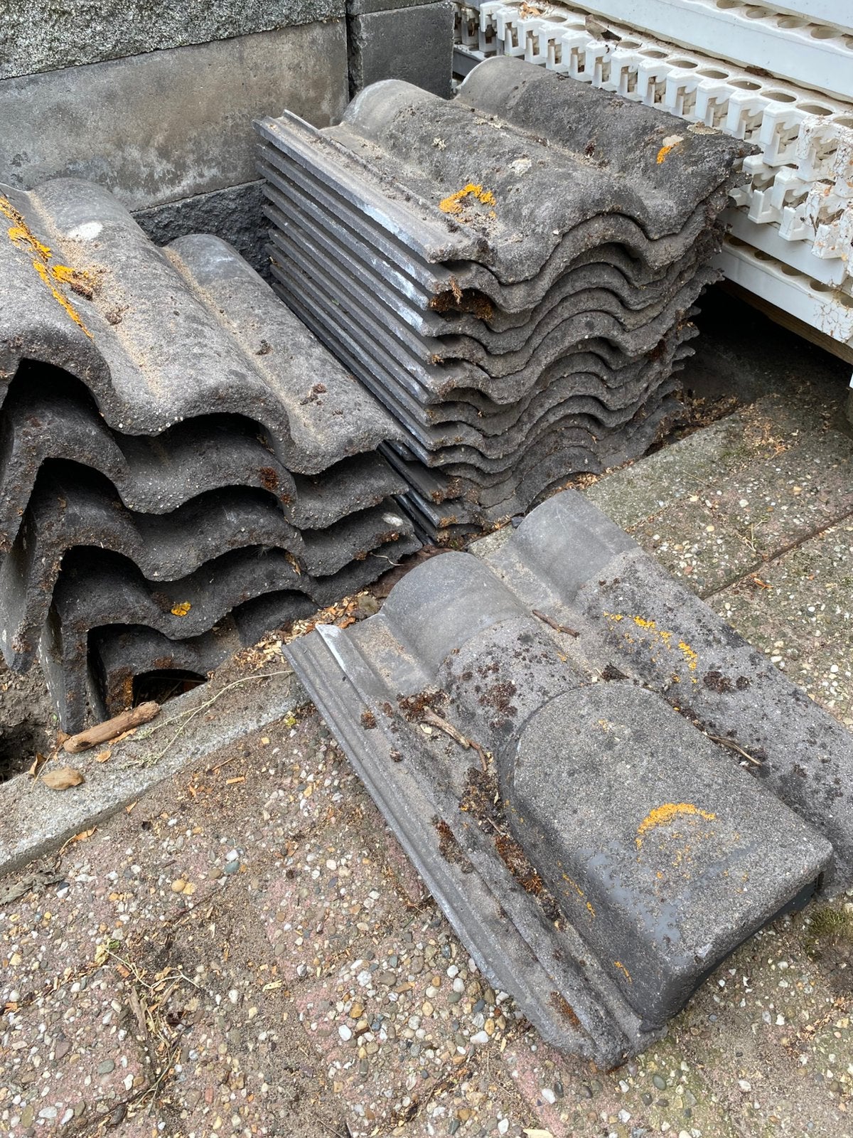Beton pannen antraciet, Ophalen, Gebruikt, Steen of Klei, 15 m² of meer