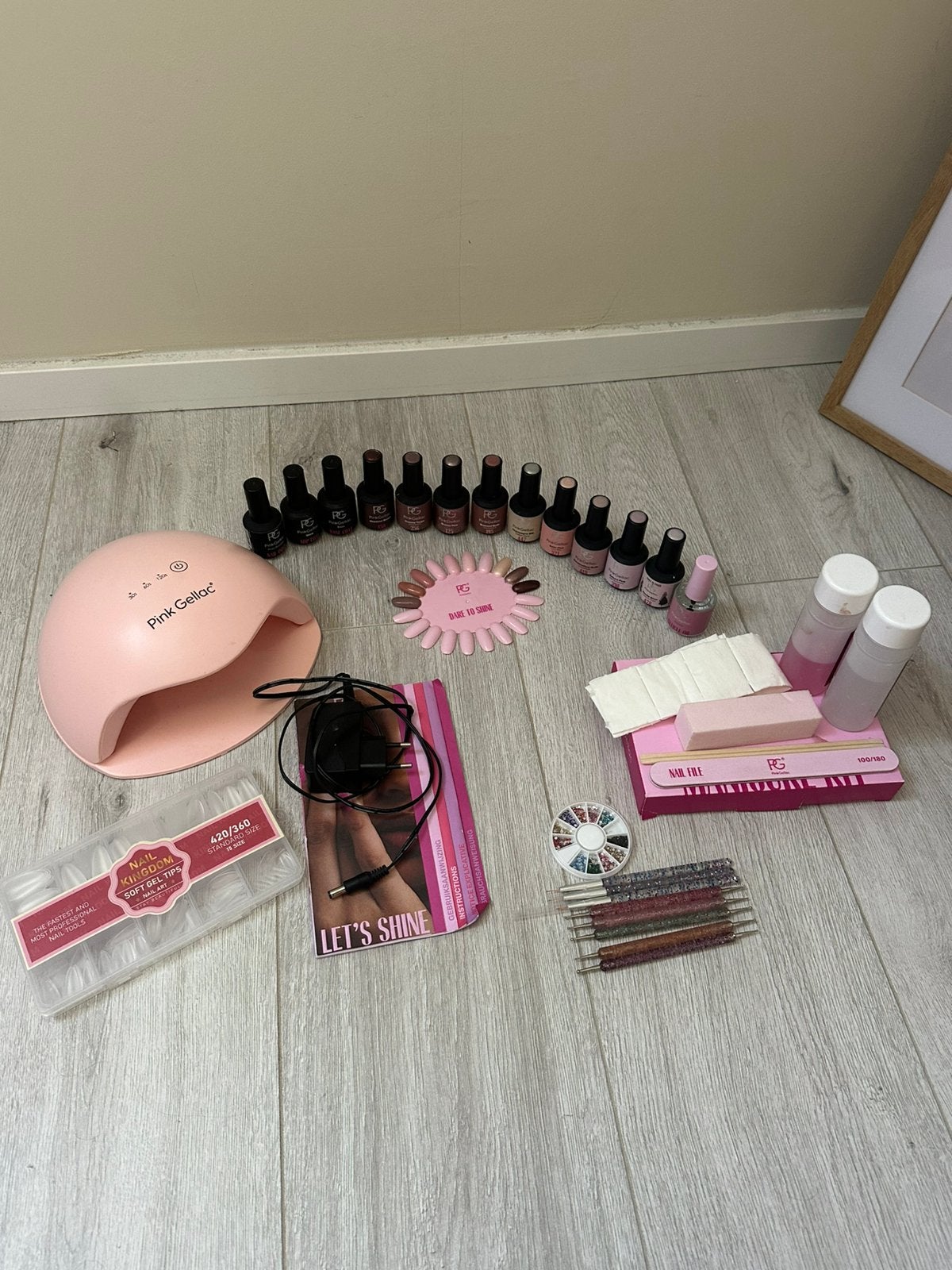 pink gellac set, Ophalen of Verzenden, Zo goed als nieuw, Toebehoren, Handen en Nagels