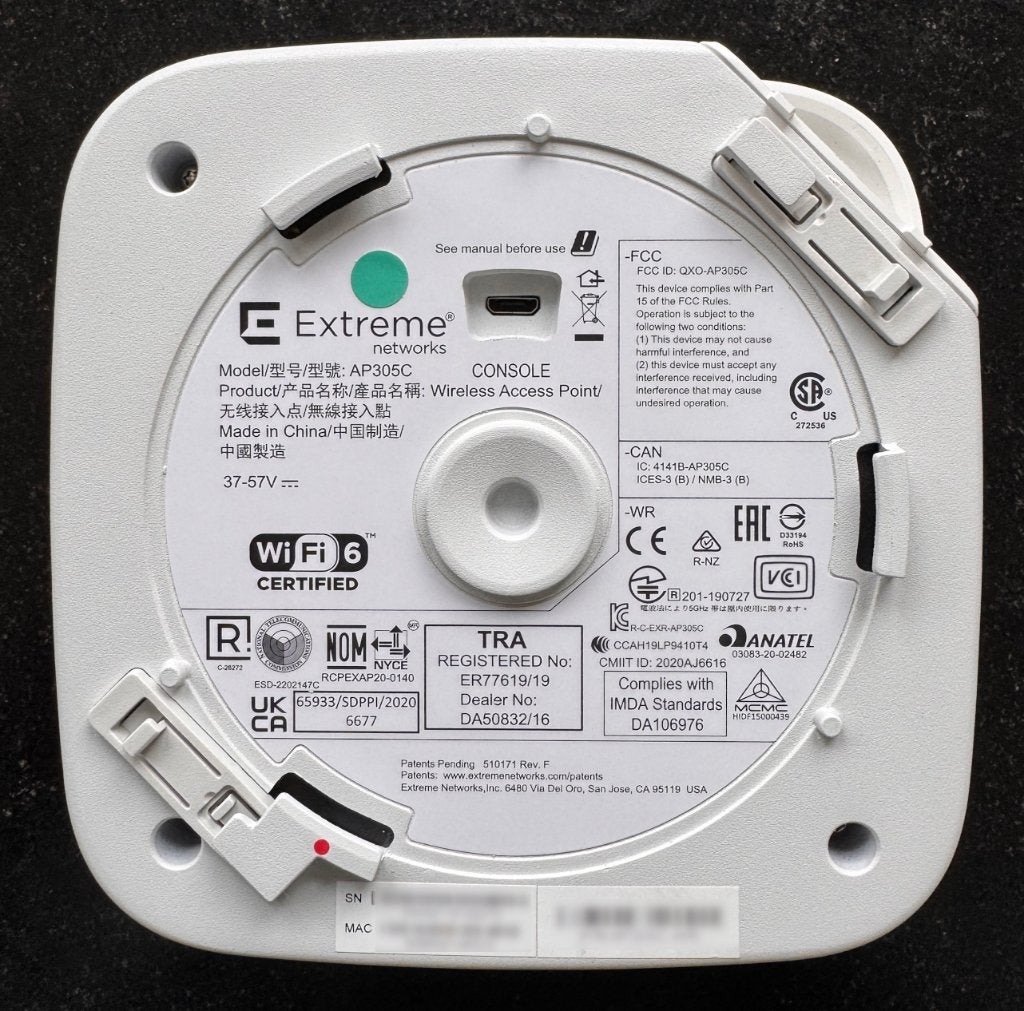 Extreme Networks AP305C WiFi6 AccessPoint, Computers en Software, Ophalen of Verzenden, Zo goed als nieuw, Extreme Networks