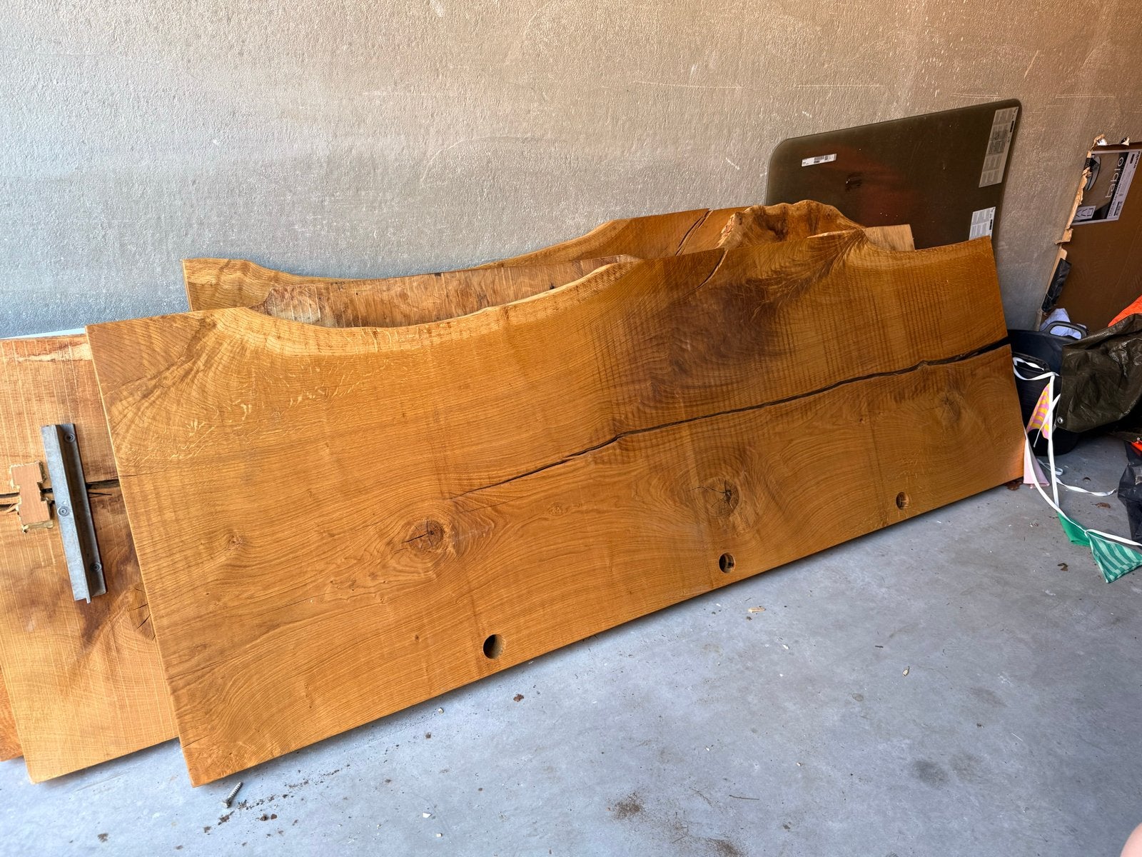 Massief eikenhouten bureaubladen 250x80x6,5cm, Ophalen, Overige typen, Hout, Nieuw