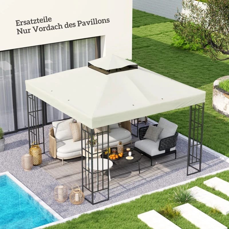 Vervangend dak voor paviljoen - Crème, 3x3m, Minder dan 4 meter, Nieuw, Paviljoen, 2 meter of meer