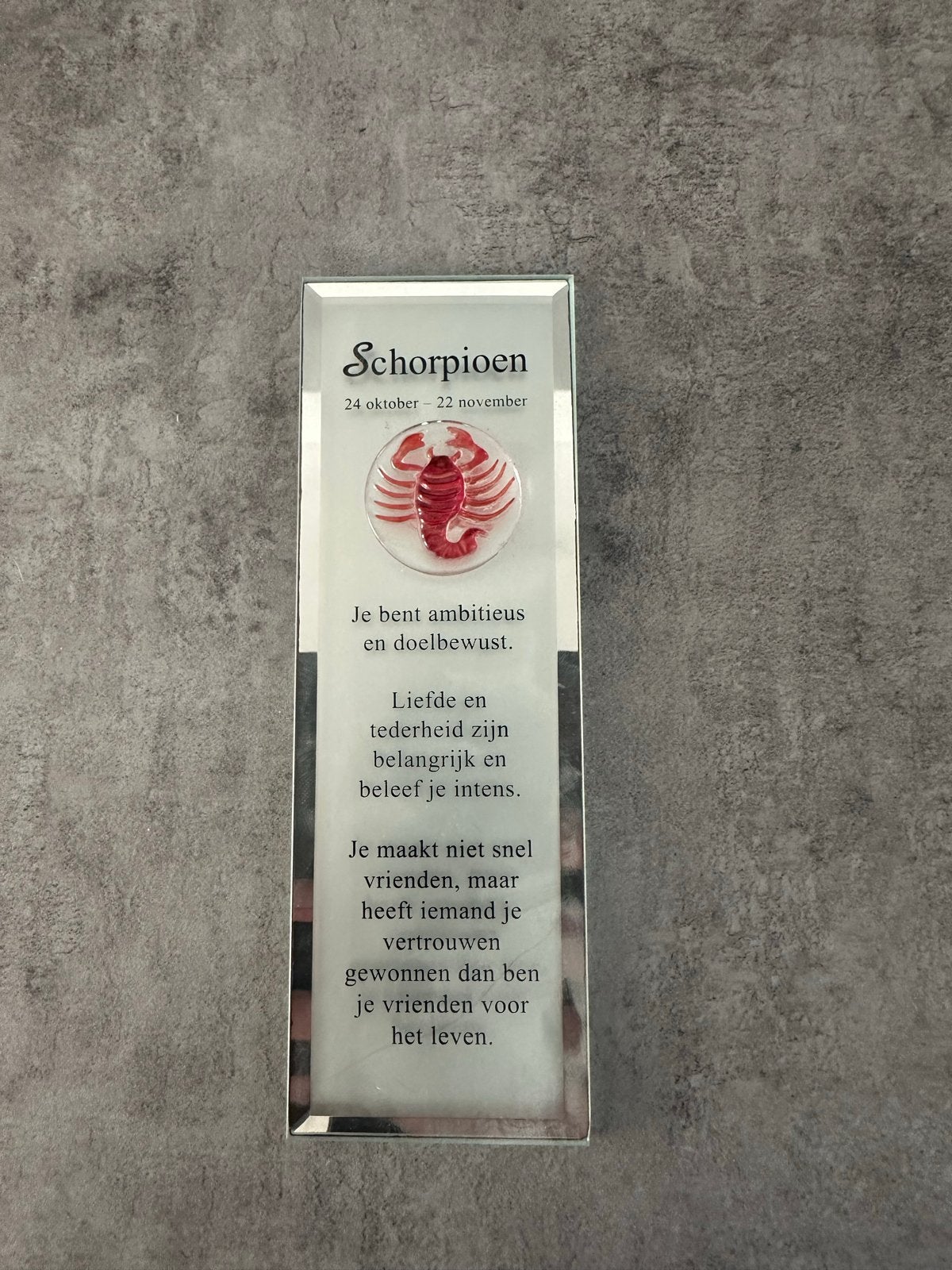 Glazen plaquette Schorpioen sterrenbeeld, Ophalen of Verzenden, Zo goed als nieuw