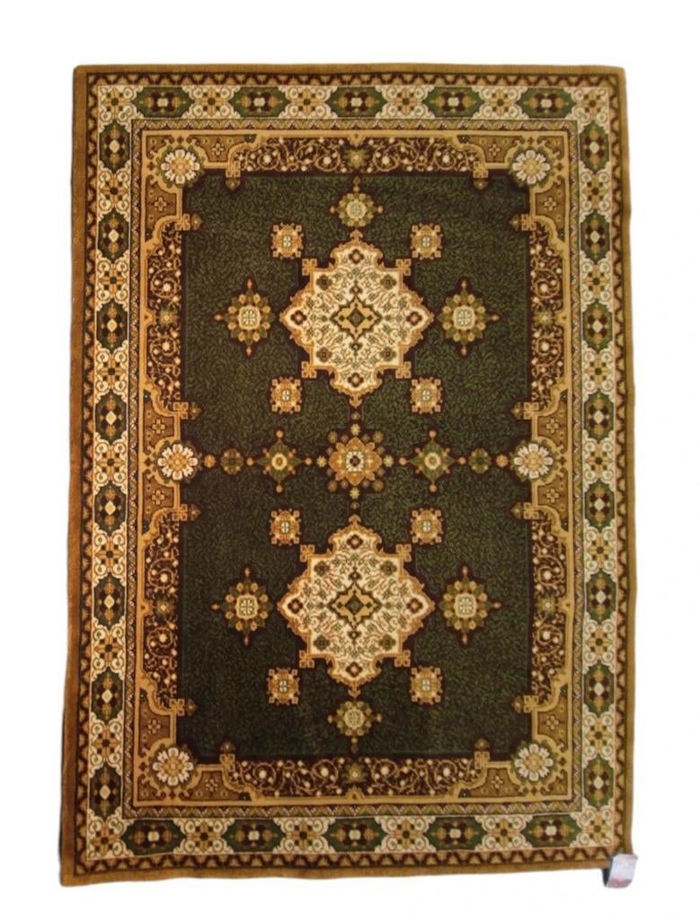 Vintage oosters wol Riad vloerkleed green oker 122x174cm, Huis en Inrichting, Stoffering | Tapijten en Kleden, Gebruikt, 100 tot 150 cm