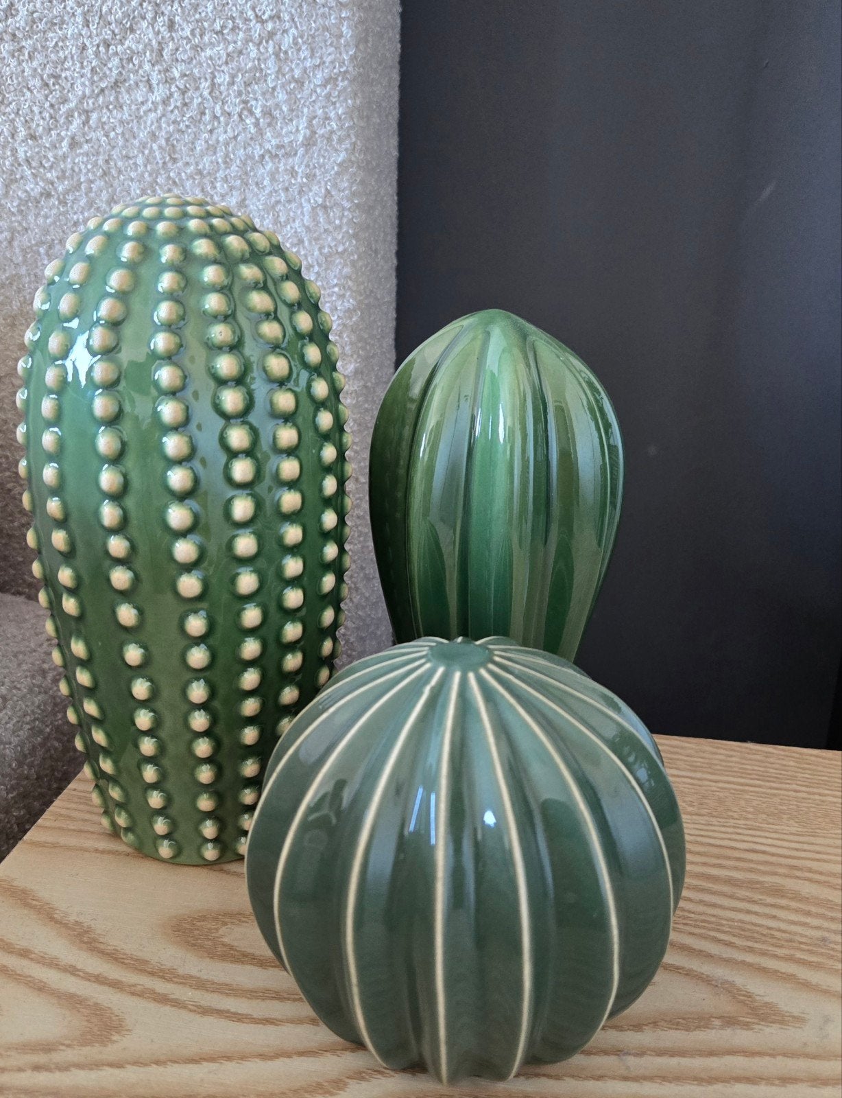 Ikea Decoratieve Keramische Cactussen - Set van 3, Groen, Verzenden, Zo goed als nieuw, Modern