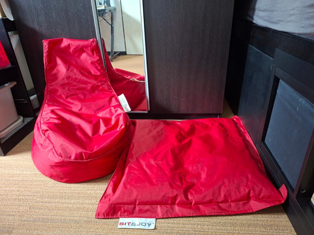 Sit & Joy zitzak / zitstoel en zitkussen - Rood, Ophalen of Verzenden, Zo goed als nieuw, Rood, Zitzakstoel
