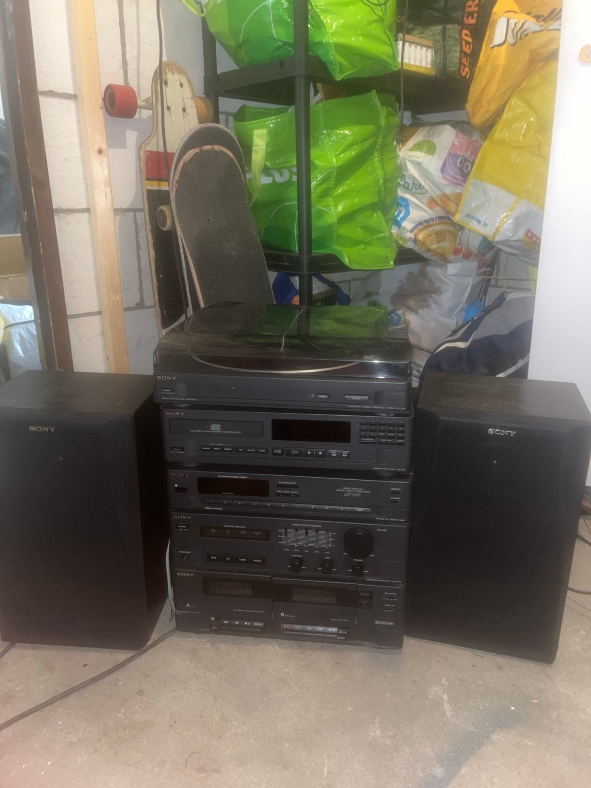 Sony Stereo Set: Platenspeler, CD, Cassette, Tuner speakers!, Ophalen, Gebruikt, Cassettedeck, Losse componenten