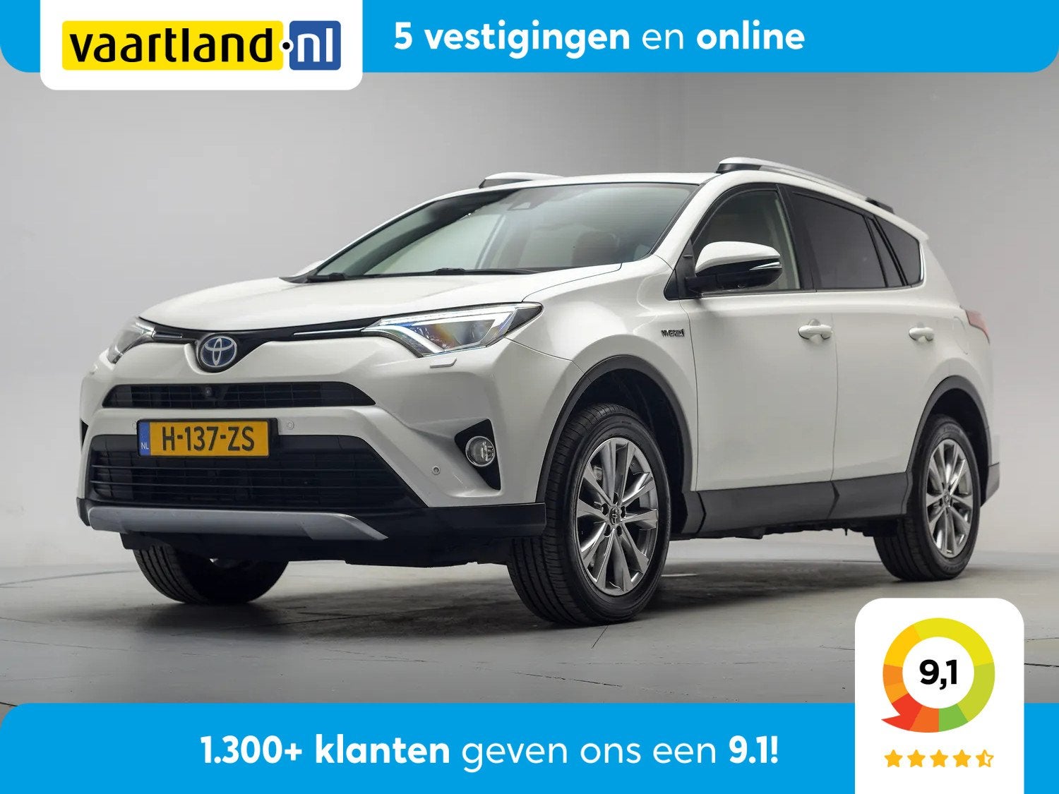 Toyota RAV4 2.5 Hybrid AWD Executive [ Schuifdak Leder 360-C, Auto's, Toyota, Automaat, Gebruikt, 1650 kg, Wit