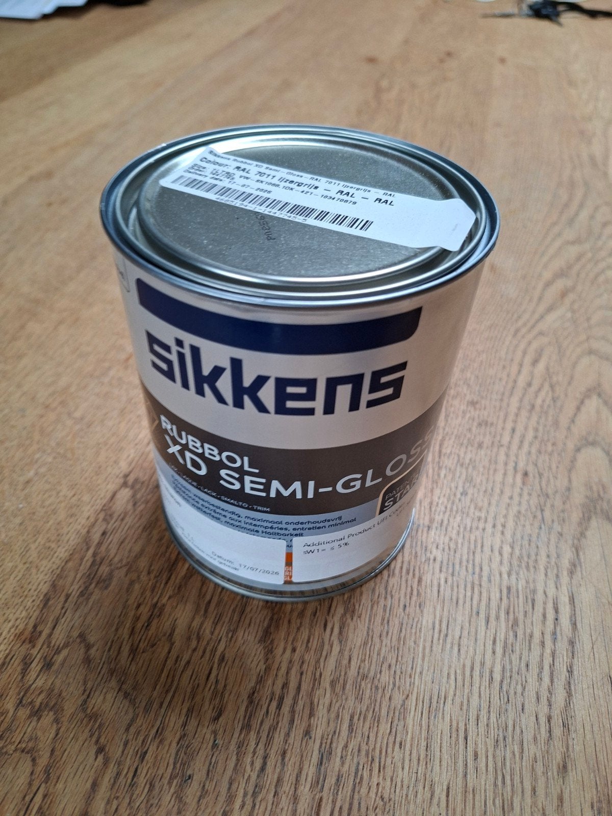 Sikkens Rubbol XD Semi Gloss RAL 7011 - 1 liter, Ophalen of Verzenden, Nieuw, Grijs, Lak