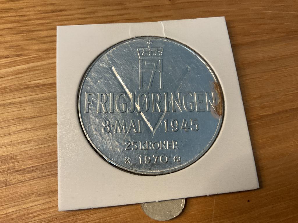 Noorwegen 25 kroon 1970 zilver, Ophalen of Verzenden, Overige landen, Zilver