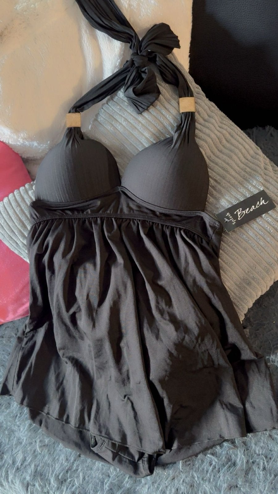 Zwart badpak met ruches - Splash Beach, Kleding | Dames, Ophalen of Verzenden, Nieuw, Zwart, Badpak