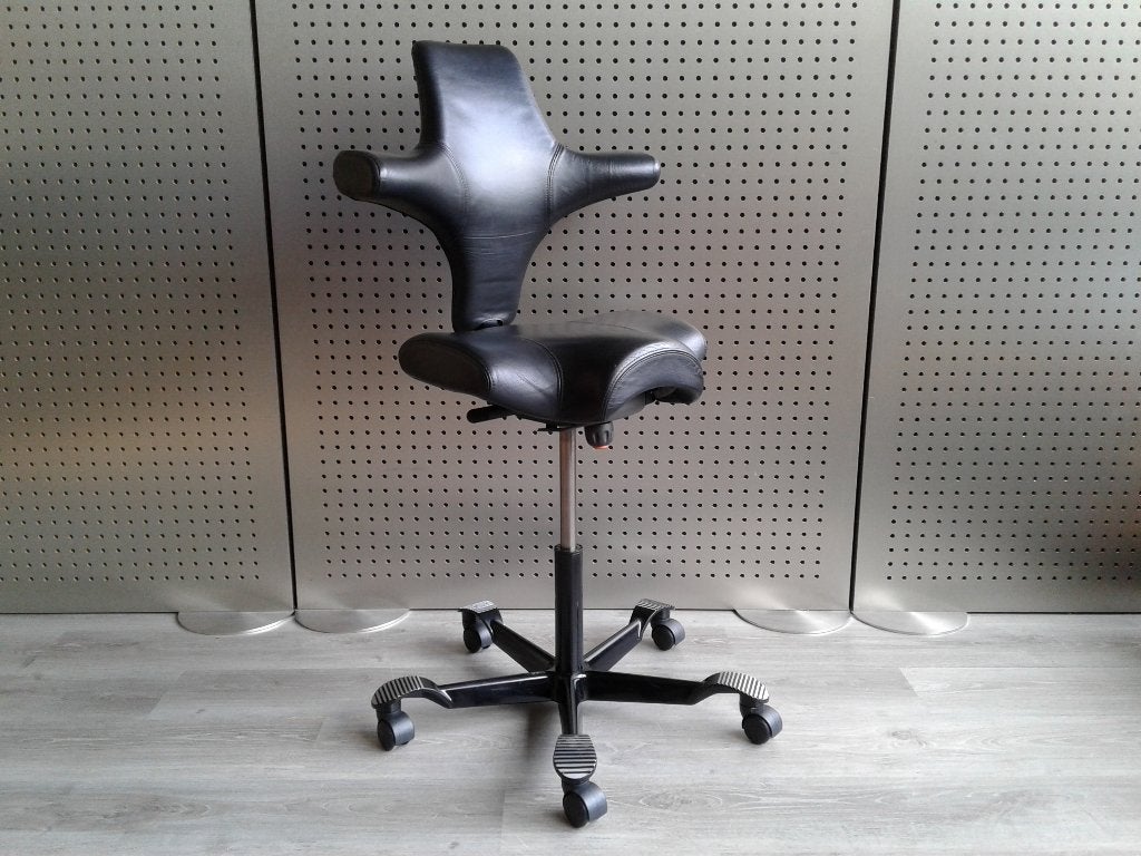 1x HAG Capisco 8106 (Medium) (Zwart Leder), Heel Mooi!