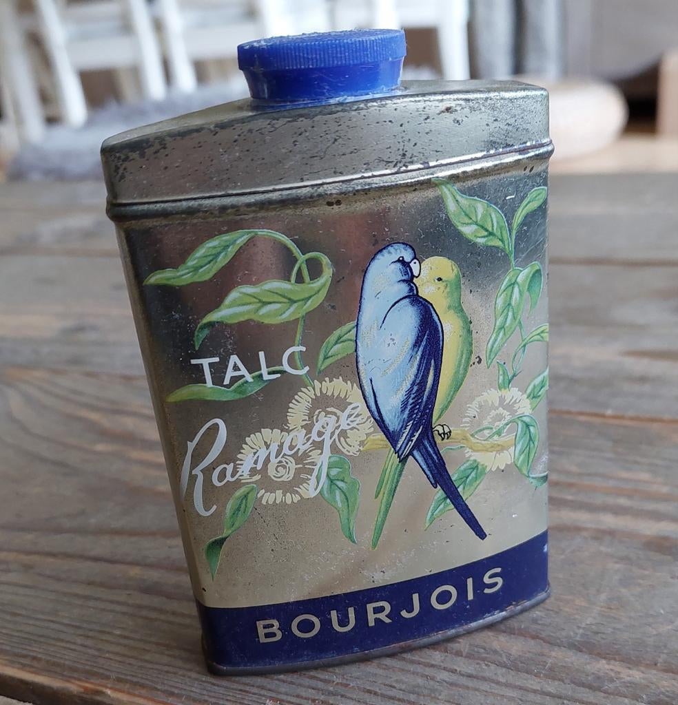 Vintage talc tin Bourjois Ramage uit de jaren 50, Antiek en Kunst, Curiosa en Brocante, Ophalen of Verzenden
