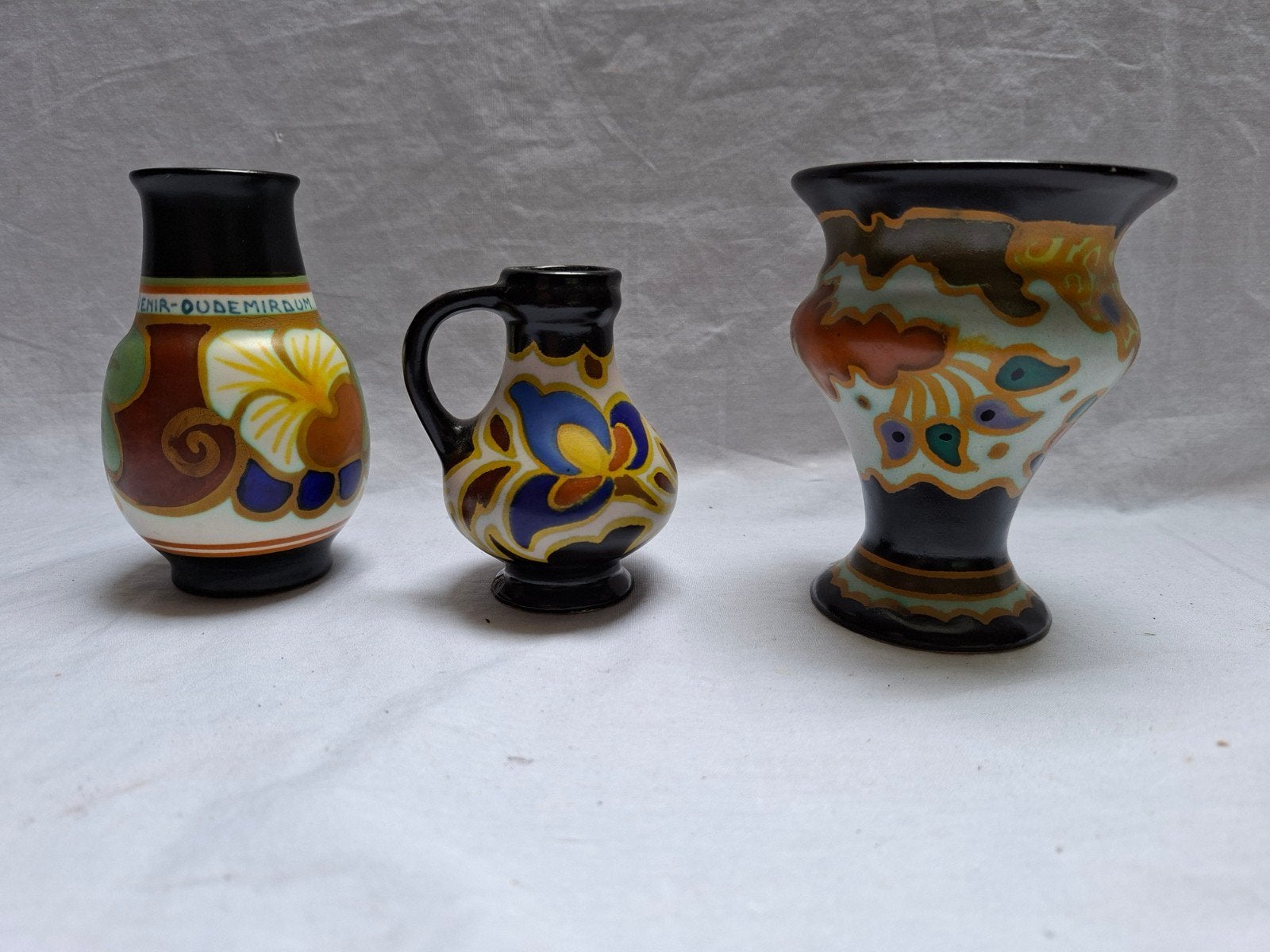 3x plateel vaasjes., Ophalen of Verzenden