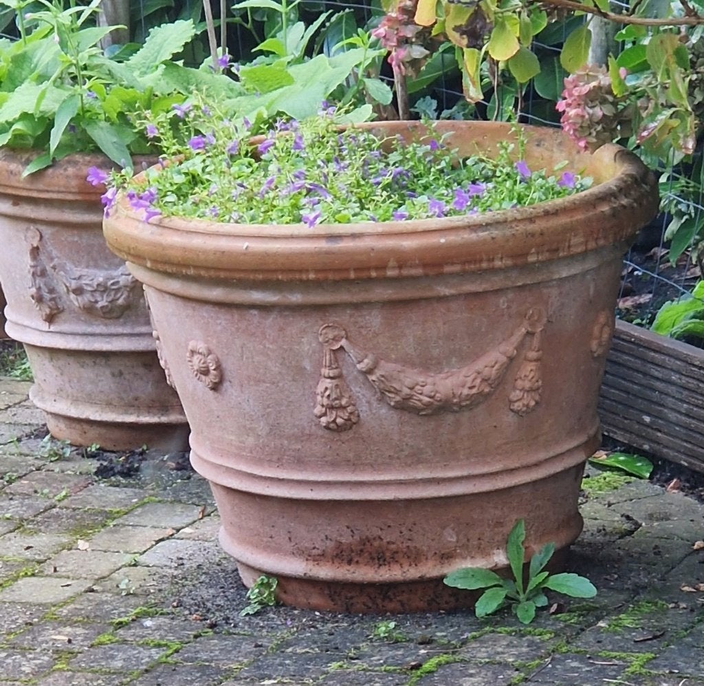 3 Italiaanse terracotta potten vorstvrij, Tuin en Terras, Ophalen, Gebruikt, 40 cm of meer, Rond