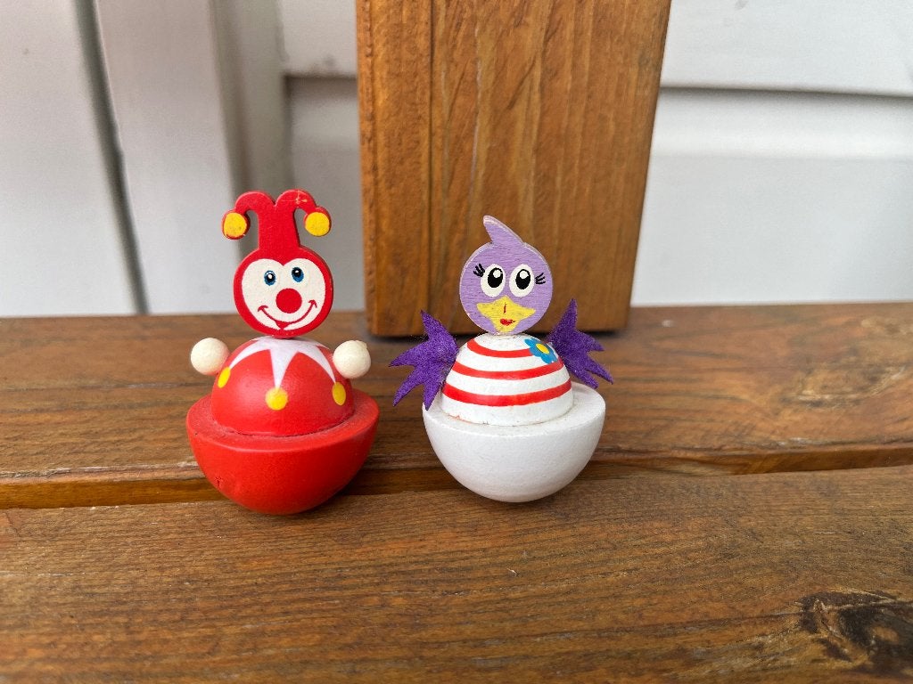 Efteling verzamelen Joki en Jet houten tollen poppetjes, Verzamelen, Efteling, Ophalen of Verzenden, Zo goed als nieuw, Beeldje of Poppetje