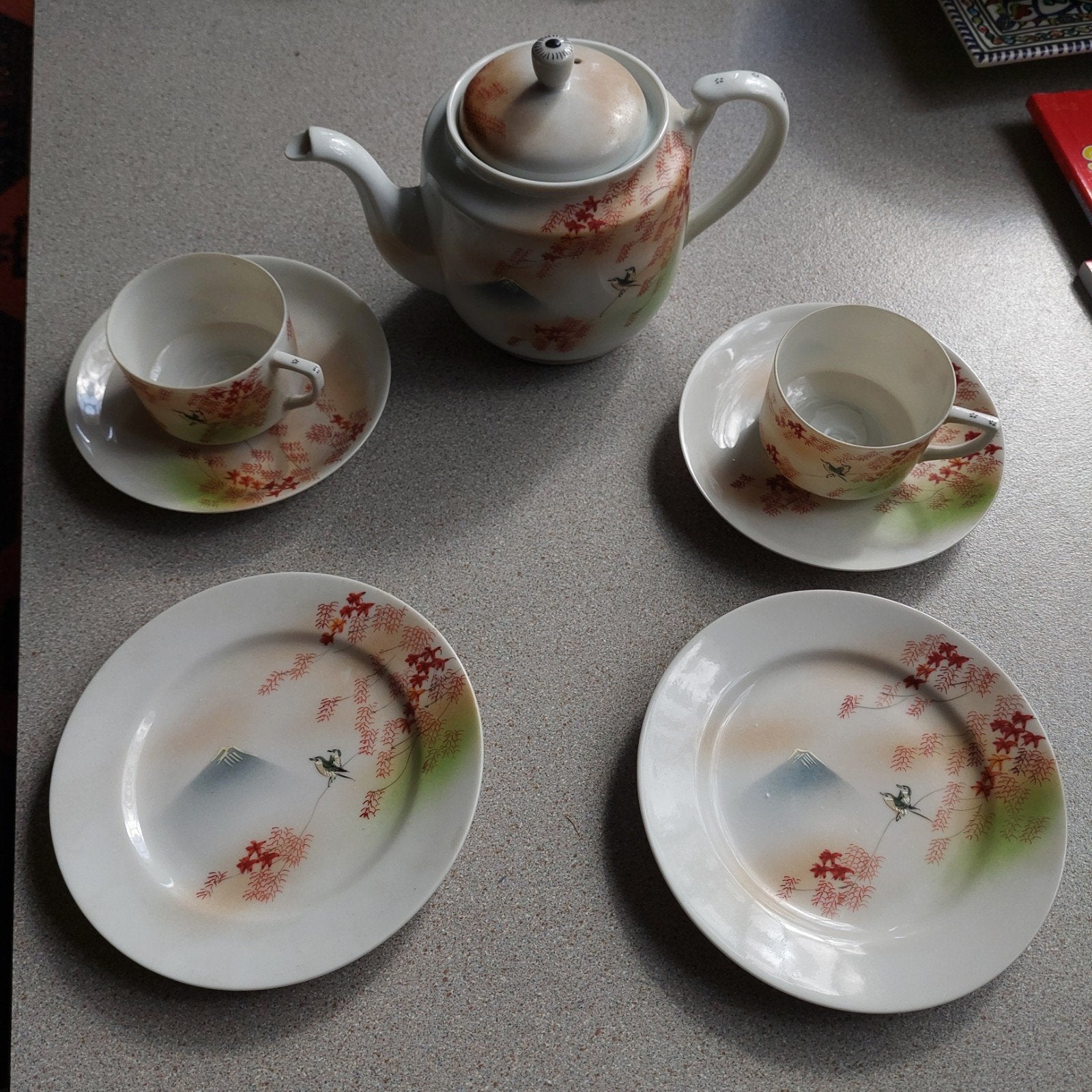 Vintage Japans Eierschaal Porselein Theeservies (met Geisha), Ophalen of Verzenden