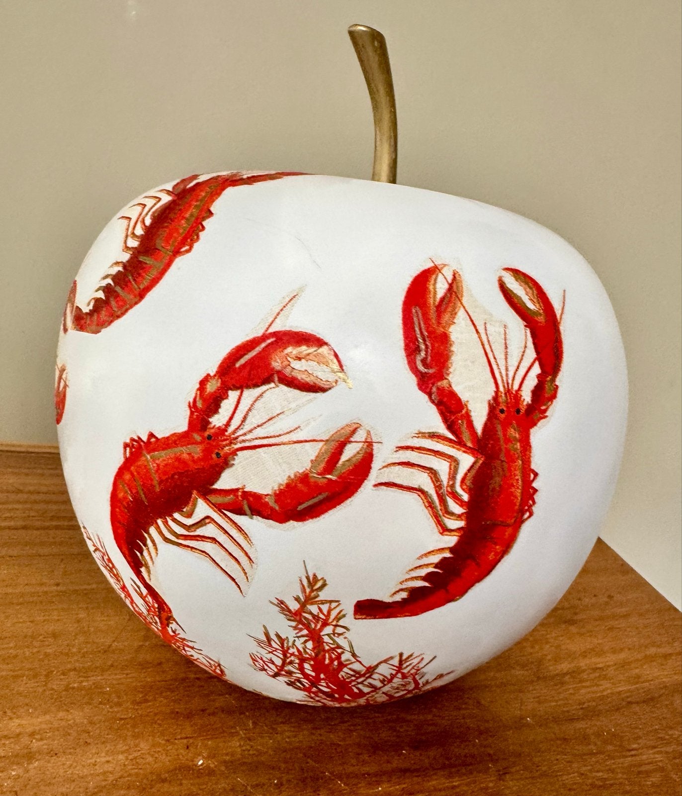 Decoratieve appel met kreeftenprint, Meerkleurig, Overige stijlen, Nieuw, Kunststof