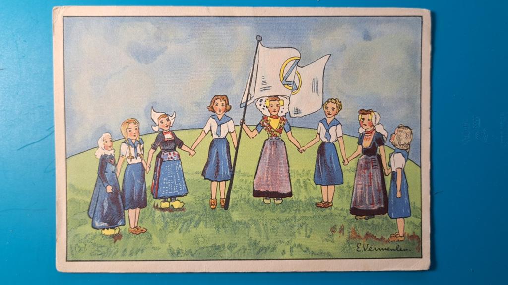 Illustrator E. Vermeulen. Christen jonge vrouwen federatie, Verzamelen, Ansichtkaarten | Themakaarten, Ophalen of Verzenden, 1940 tot 1960