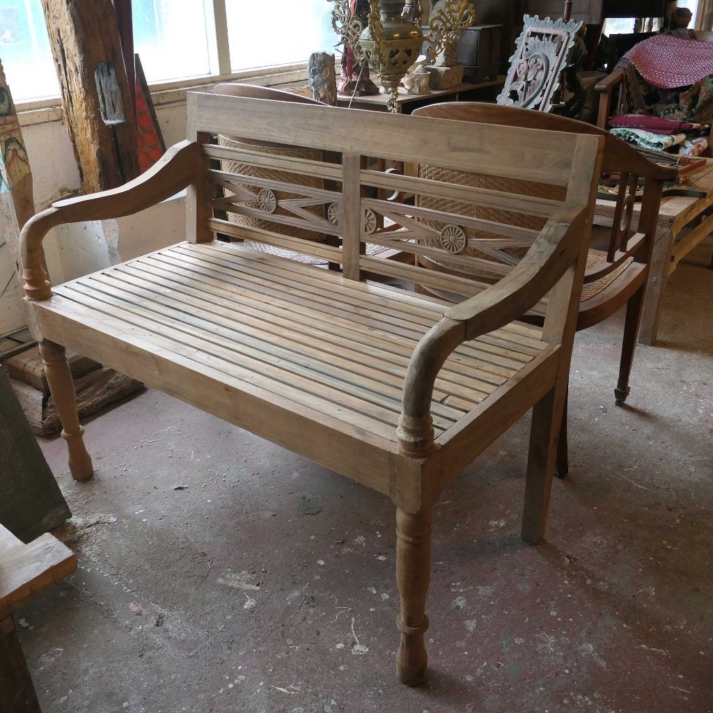 2 persoons stationsbank teak hout bank tuin terras RQ35, Antiek en Kunst, Ophalen of Verzenden