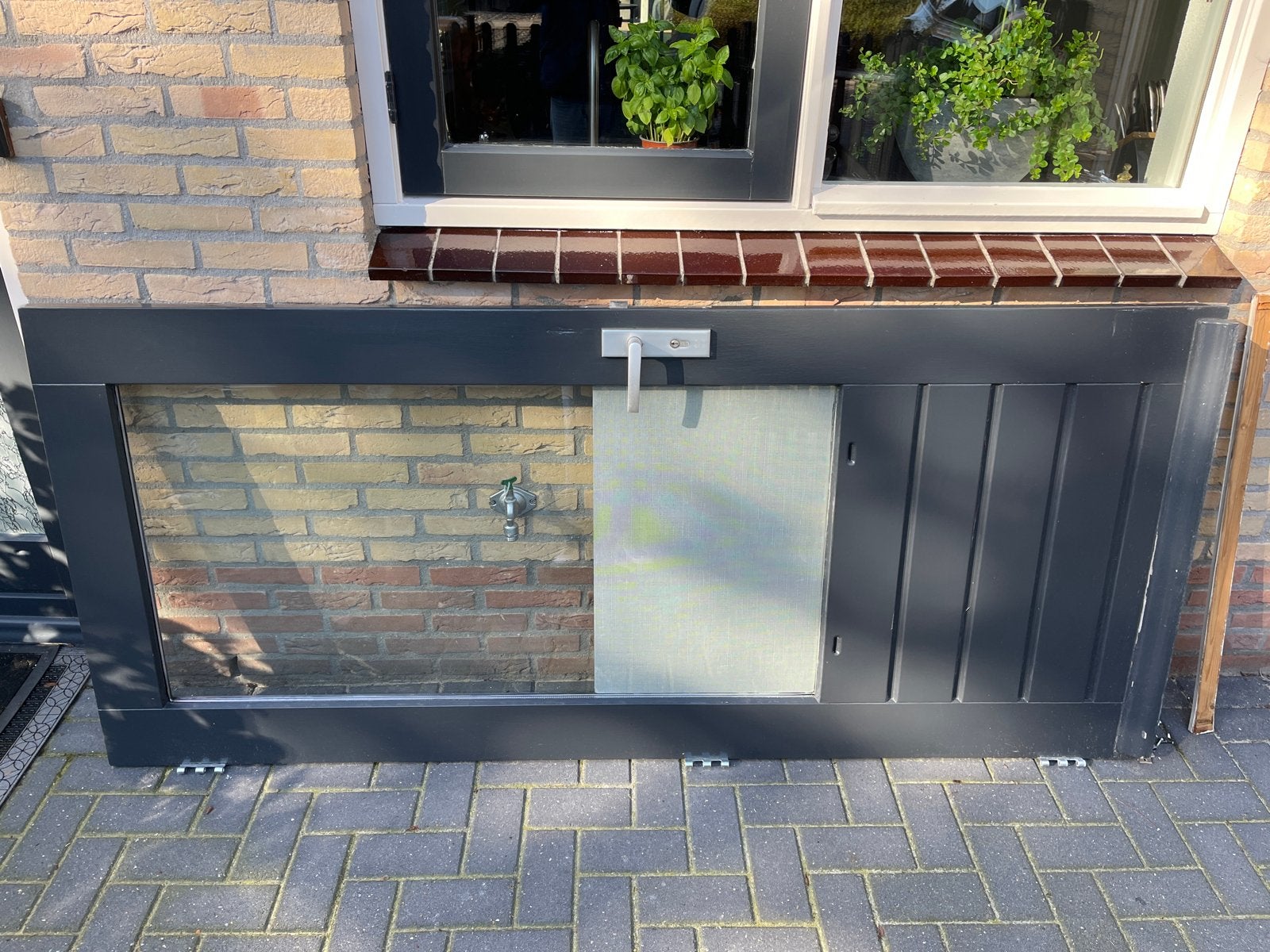Gebruikte Buitendeur met Glas en Hout - Zo goed als nieuw, 200 tot 215 cm, Ophalen, 100 tot 120 cm, Glas