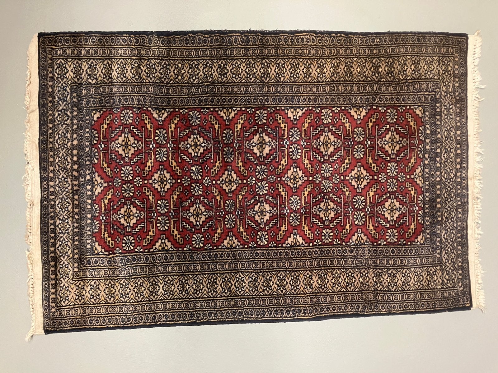 Prachtig handgeknoopt tapijt 125x81 cm, Gebruikt, 100 tot 150 cm, Rechthoekig, Rood