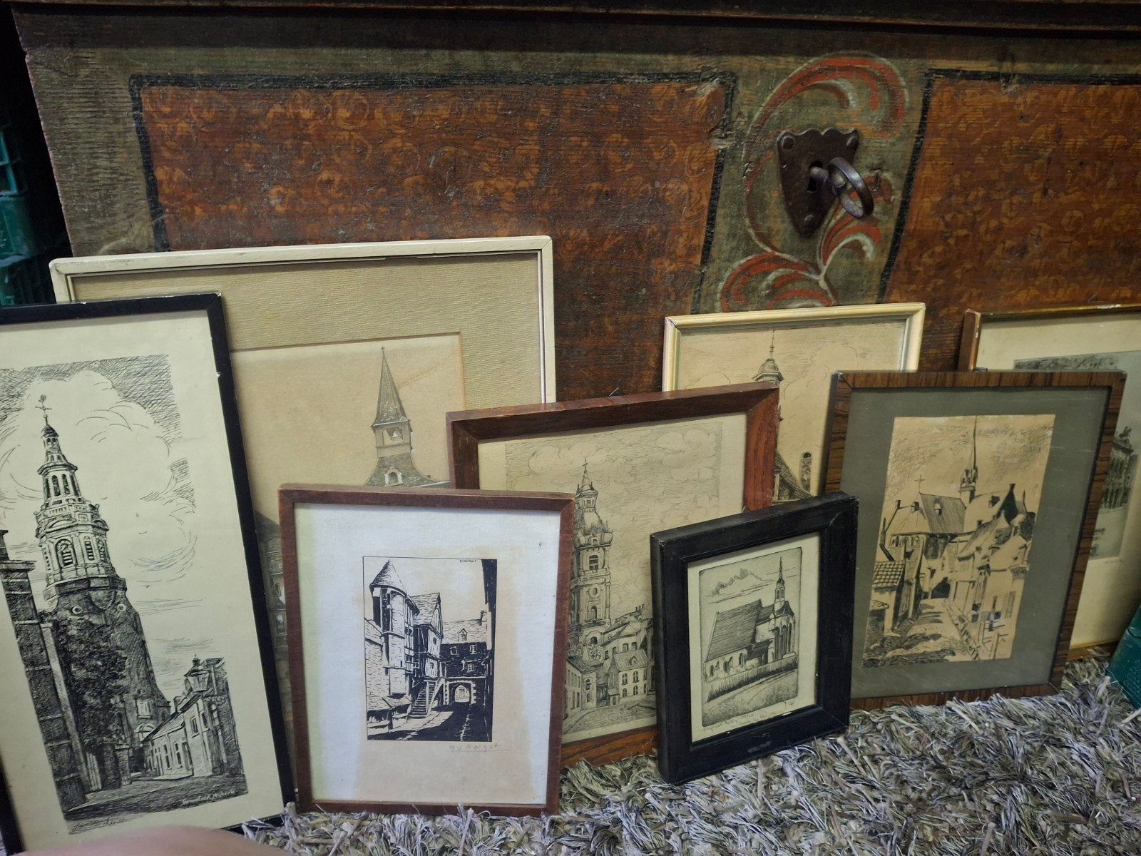 Verzameling kerktafarelen en stadsgezichten, tekeningen, Antiek en Kunst, Ophalen of Verzenden