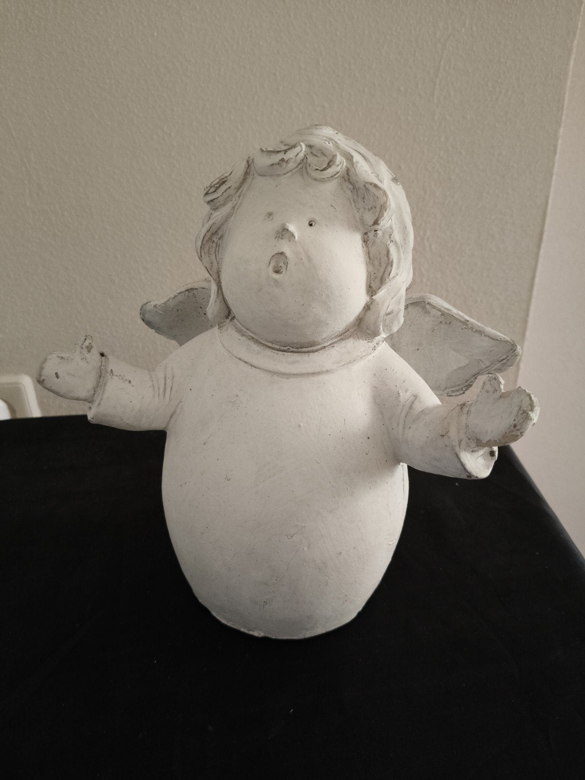 Schattig engeltje beeldje - Wit decoratief figuur, Vintage, Gebruikt, Ophalen of Verzenden, Wit