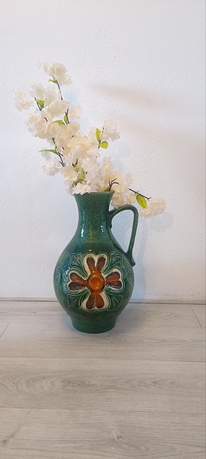 Vintage Dümler & Breiden Vloervaas - Groen met Bloemmotief, Ophalen