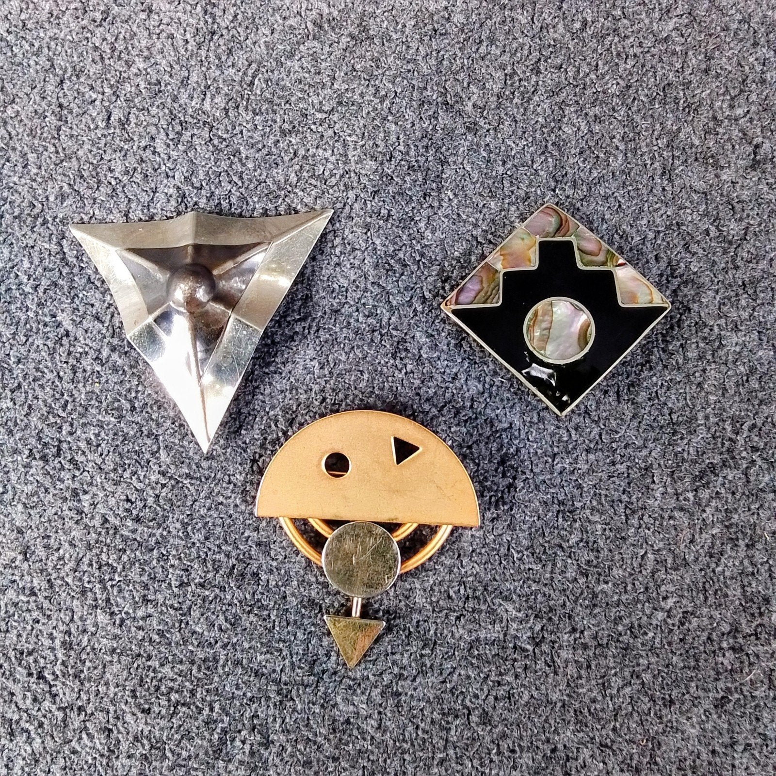 3 Vintage Modernistische Geometrische Broches, Verzenden