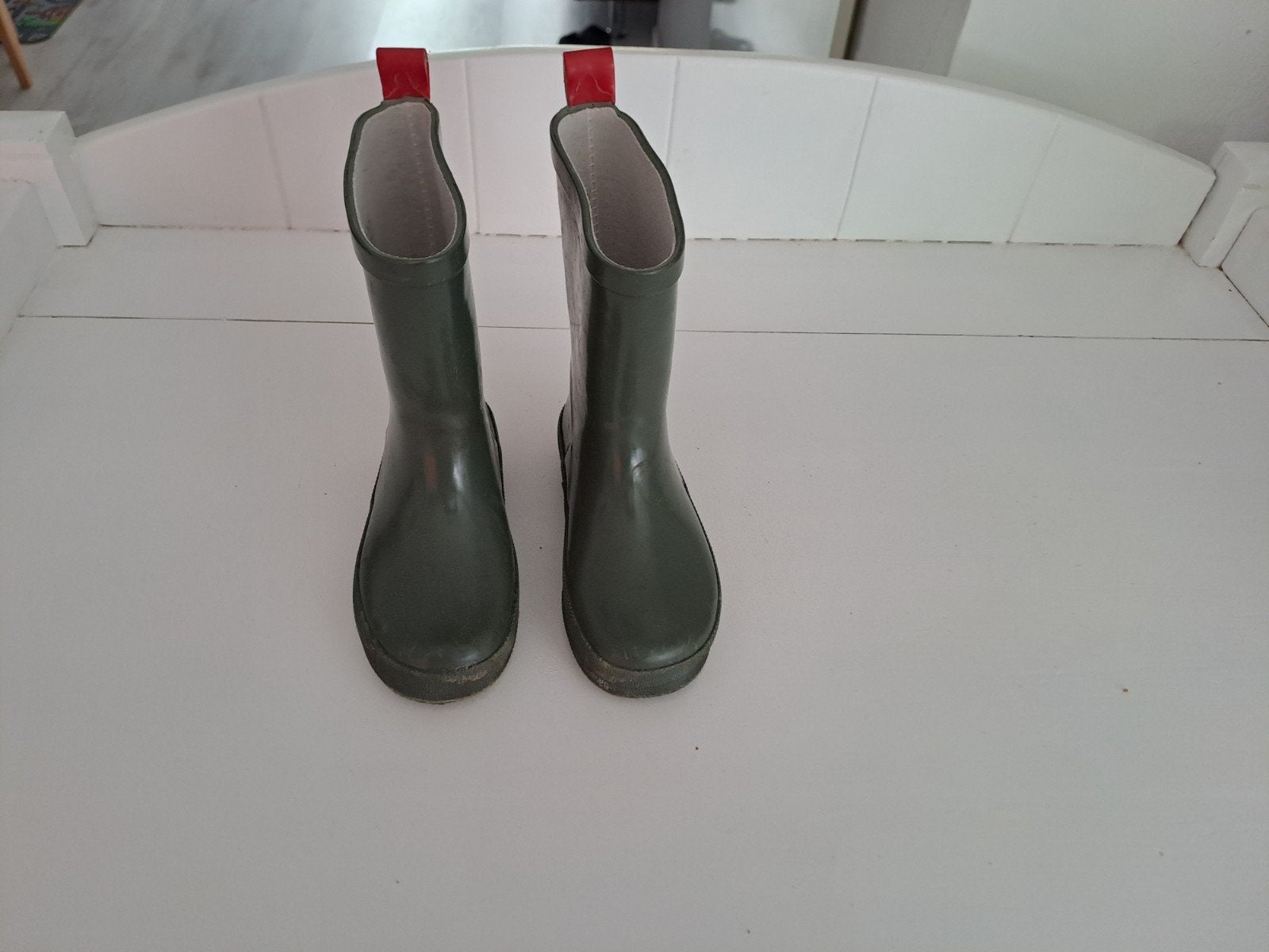 Groene regenlaarzen Hema mt 24/25, Gebruikt, Jongetje of Meisje, Laarsjes, Ophalen of Verzenden