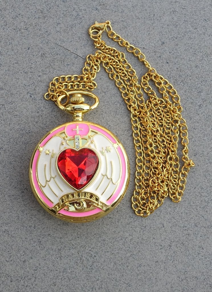 Goudkleurig zakhorloge met ketting - Sailor Moon thema, Ophalen of Verzenden, Nieuw