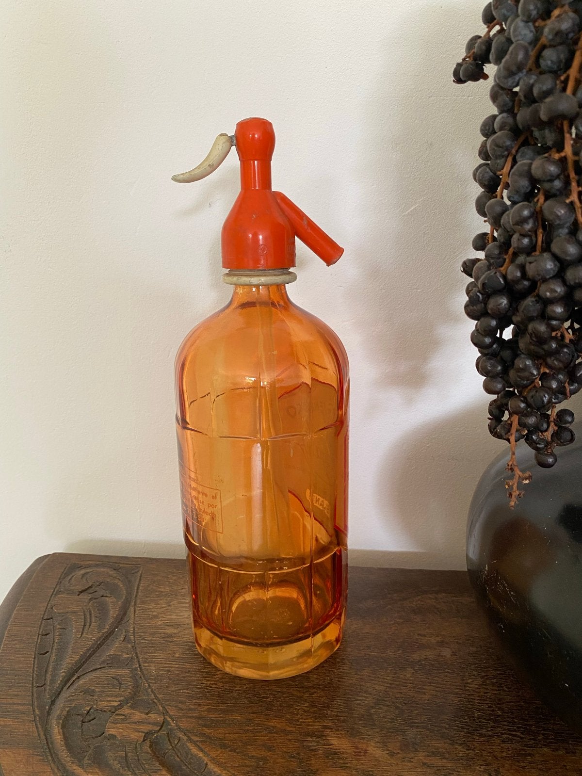 Vintage Spaanse Sodaspuitfles Jaren '50 - Zeldzaam Oranje, Antiek en Kunst, Ophalen of Verzenden