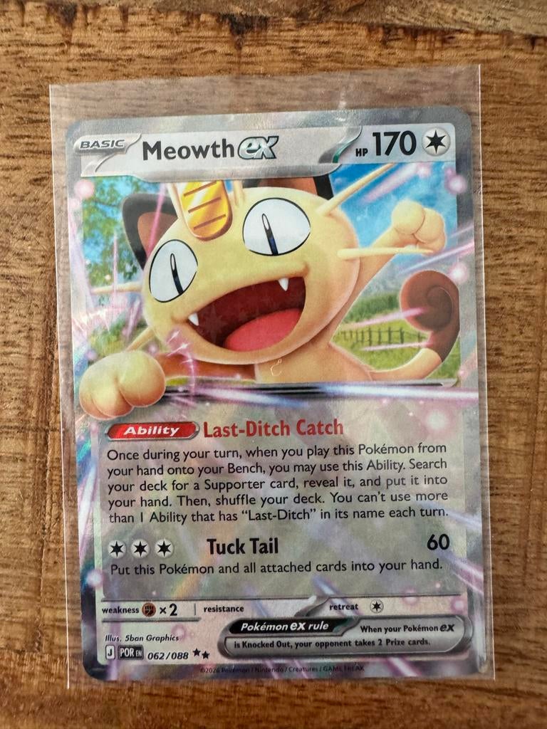 Meowth ex 062/088 Pokemon kaart, Ophalen of Verzenden, Zo goed als nieuw, Losse kaart