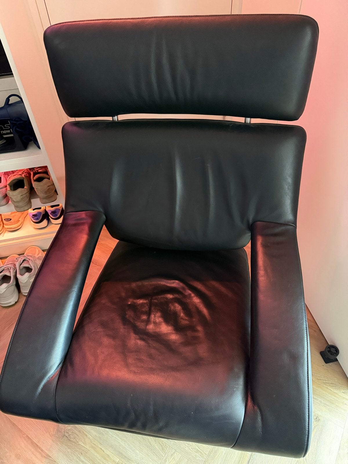 De Sede DS-255 draaifauteuil – zwart leer, Ophalen, Gebruikt, Leer, 75 tot 100 cm