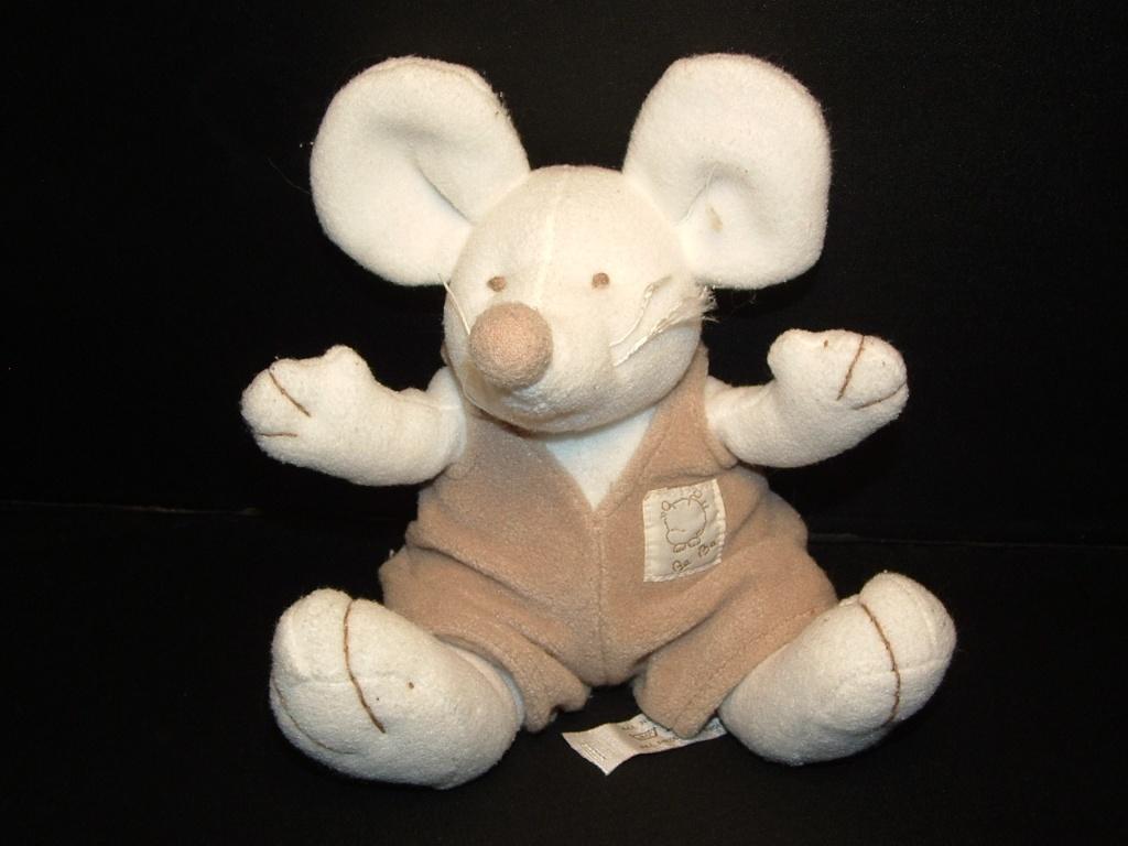 UNITOYS MUIS VELOURS WIT MET BEIGE NEUS EN MOUWLOOS, Verzenden, Nieuw, Overige typen