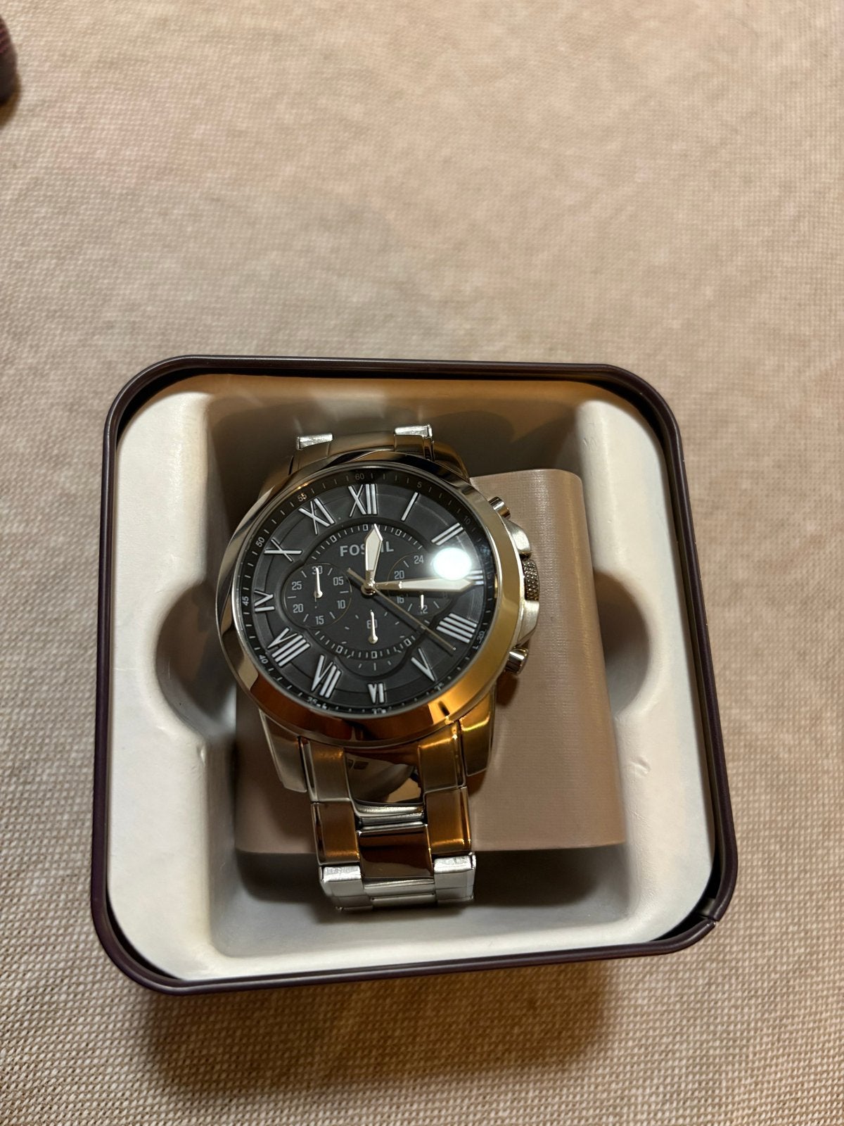 Fossil FS4736 Herenhorloge - Zwart met Zilveren Band, Ophalen of Verzenden, Zo goed als nieuw, Staal, Polshorloge