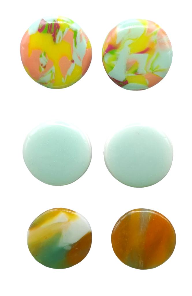 SET STUDS oorbellen 3 paar blauw/oranje tinten MOOOOI, Overige materialen, Overige kleuren, Nieuw, Eveline@pimpschuur.nl