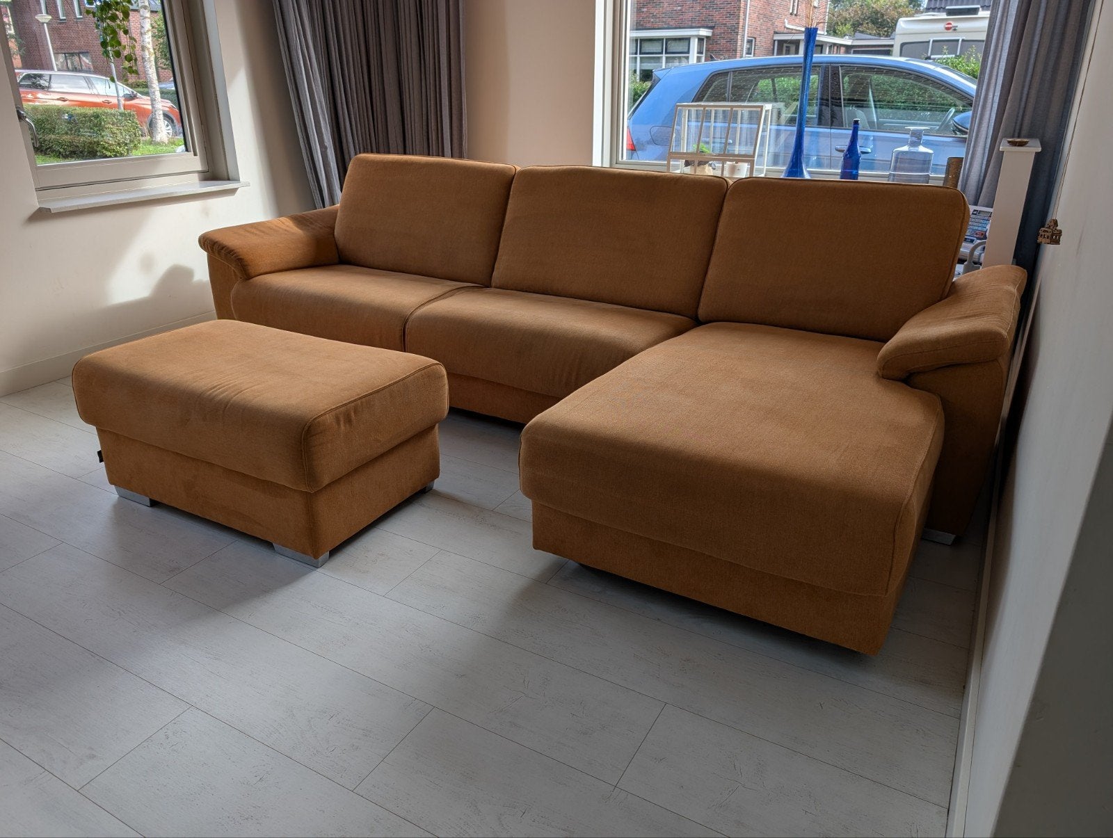 Henders en Hazel bank met poef en chaise longue, Ophalen, Gebruikt, 100 tot 125 cm, Hoekbank