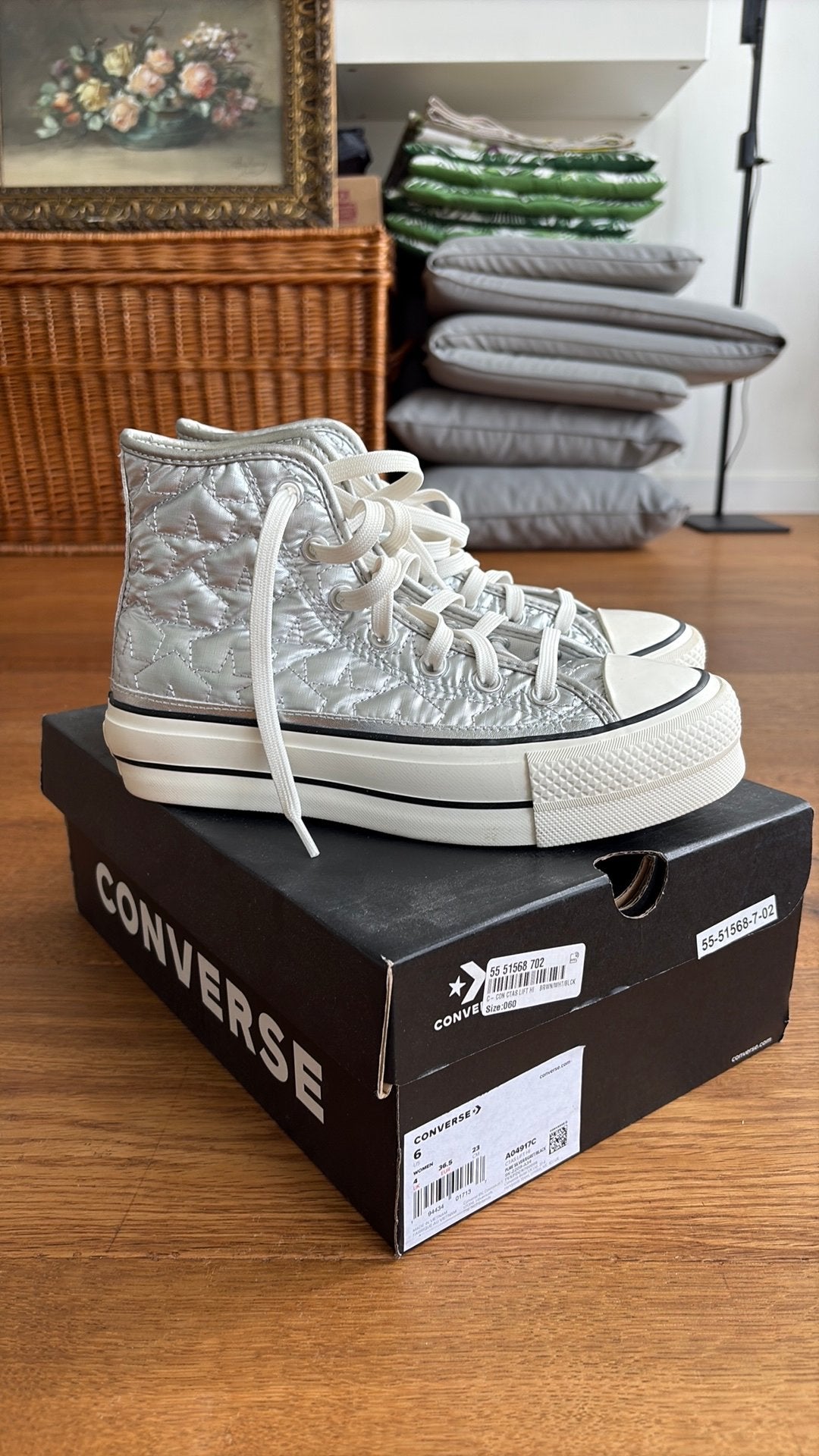 Converse All Star Lift Quilted Silver Sneakers Maat 36,5, Ophalen of Verzenden, Nieuw, Overige kleuren, Sneakers of Gympen