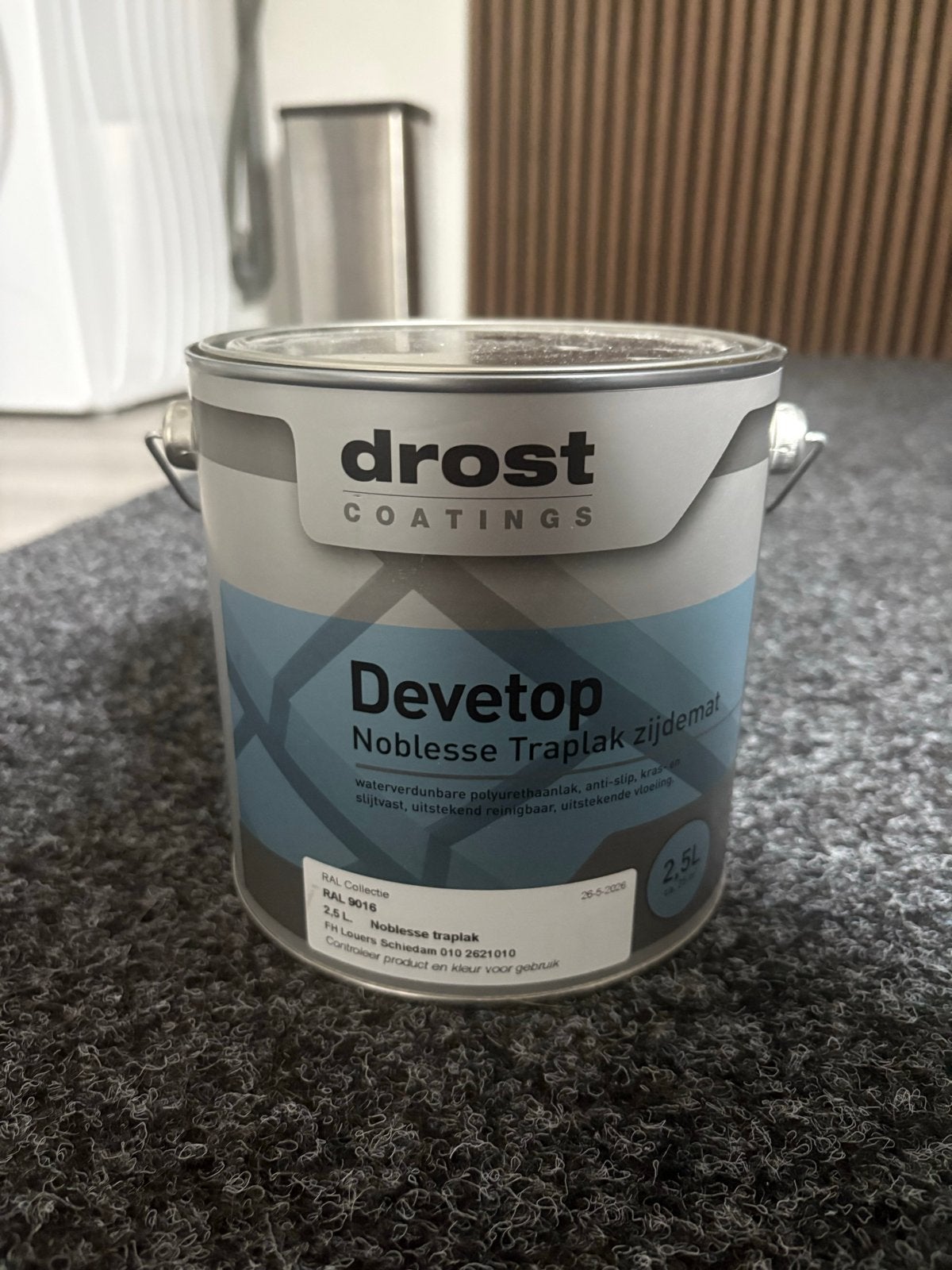 Drost Devetop Noblesse Traplak zijdemat 2,5L, Ophalen, Wit, Nieuw, Lak