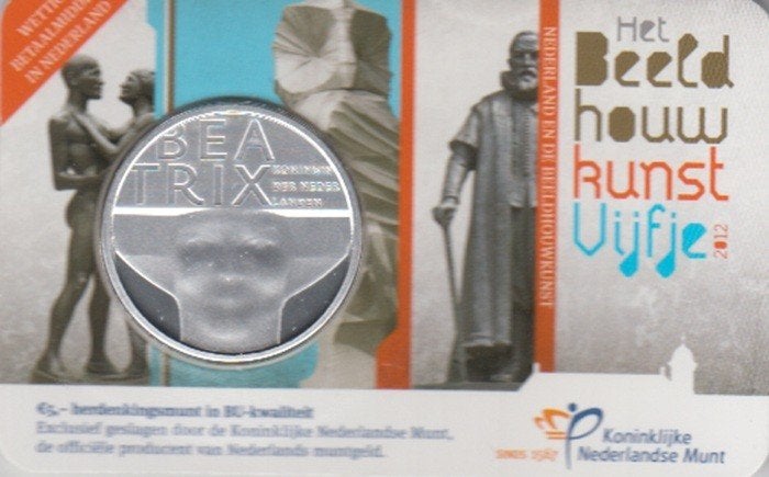 Nederland 5 euro Het Beeldhouw Vijfje 2012 BU in coincard, Ophalen of Verzenden, Koningin Beatrix, Euro's, Setje