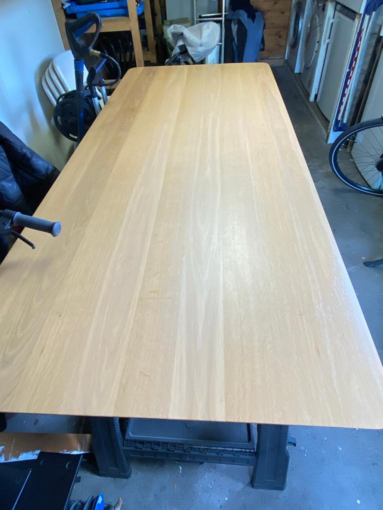 Studio Henk tafel, 220x90 cm, slim co poten, Ophalen, Eikenhout, 200 cm of meer, 50 tot 100 cm