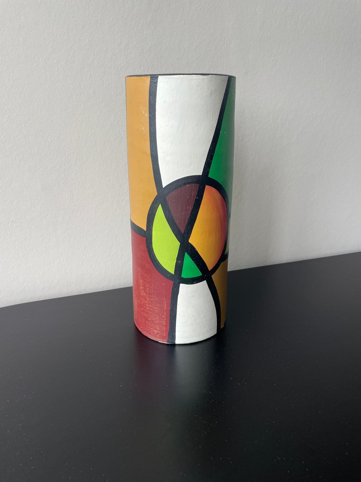 Kleurrijke Vaas met Abstract Design - 30cm Hoog, Ophalen of Verzenden